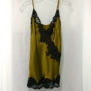 Silk Charmeuse Chemise, Embellished Lace Insets